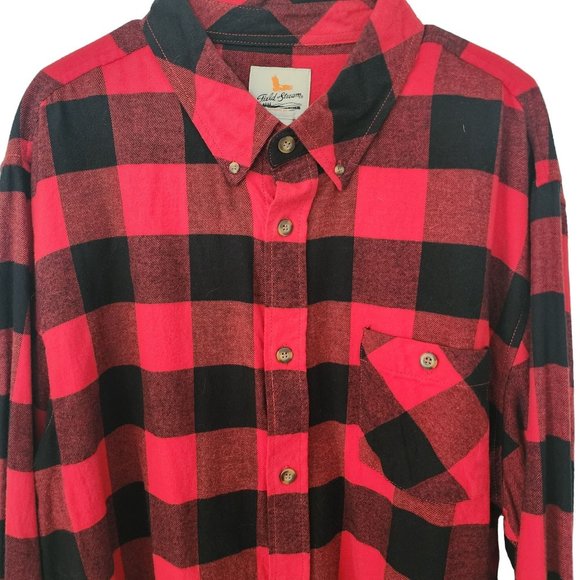 Field & Stream Mens Black and Red Flannel Long Sleeve Button Up Shirt Size 2XL - Picture 3 of 6